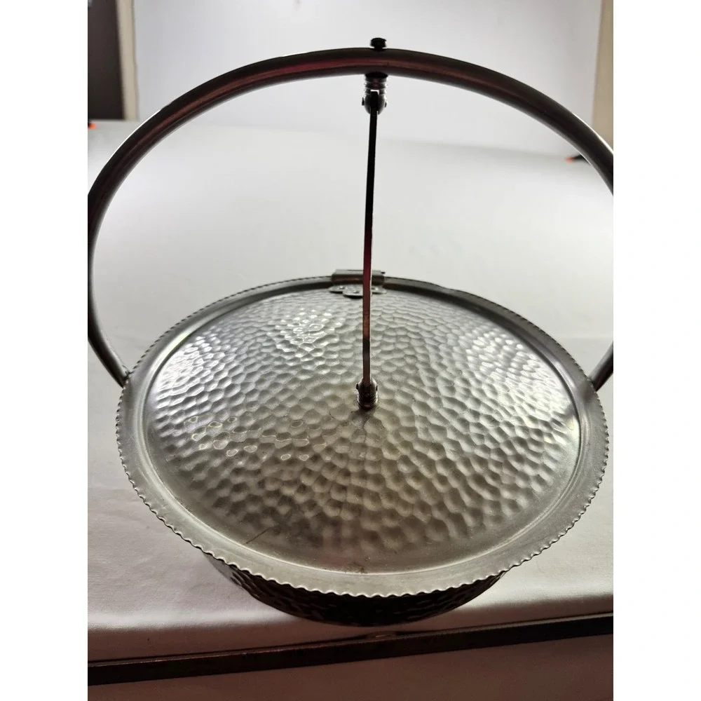 Nasco Italy Silent Butler Hammered‎ Aluminum Divided Glass Insert 8